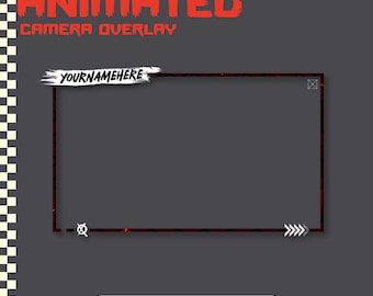 Animated Red Webcam Overlay | Stream Camera Border with Blank Nameplate | Twitch, YouTube, OBS