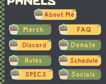 Succulent Twitch Panels | Kawaii Potted Plant Stream Graphics (Digital Download)