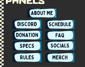 Blue Abstract Twitch Panels | Fluid Retro Stream Graphics | Wavy Streamer Banner | Info Panels | Twitch, Kick
