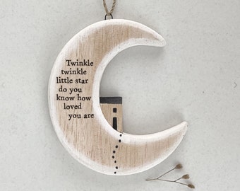 Hanging wooden moon - Twinkle twinkle