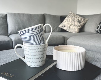 China mug - grey nautical lines