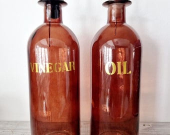 Vintage Amber Oil and Vinegar Storage