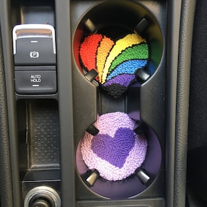 Set of 2 Car Coaster, Coaster for Car, Cute Car Accessories, New Car Gift, Gift for New Car,Punch Needle Car Coaster