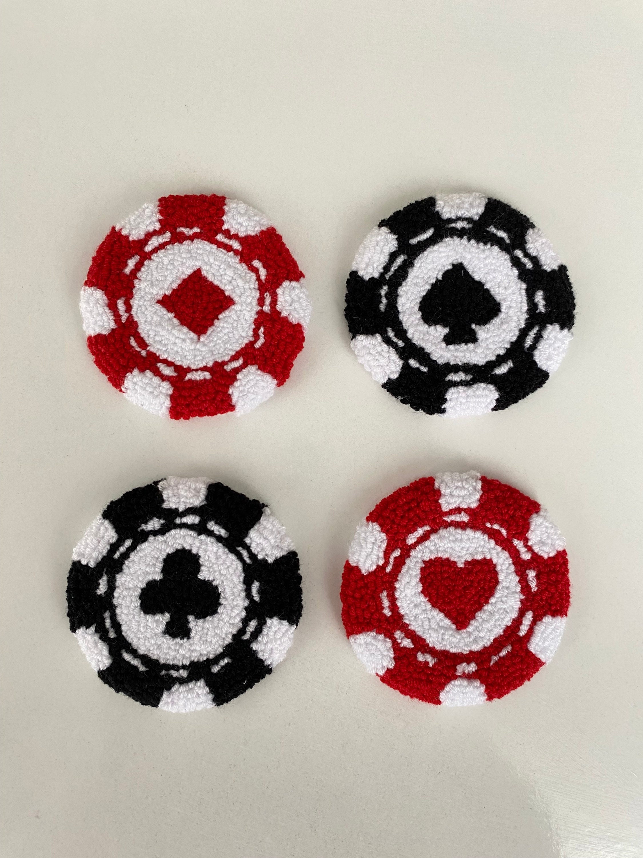 手作りポーカーチップカーコースター：カジノの装飾、ギャンブラーへの贈り物 - Etsy 日本