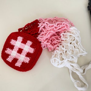 Checkered Crochet Market Bag: Handmade Reusable Shopping Tote