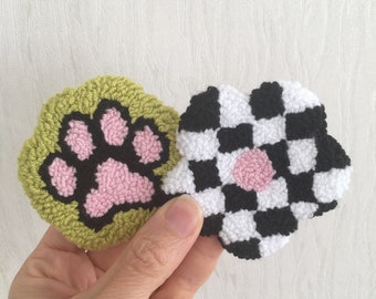 Paw & Checkered Car Coaster Set: Fun Auto Decor