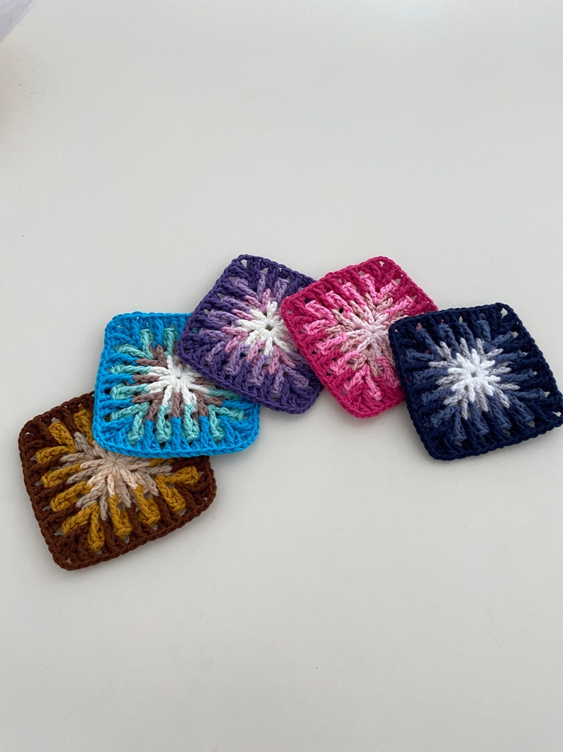Handmade Crochet Coaster Set: Colorful Square Drink Rugs, Home Decor - Etsy