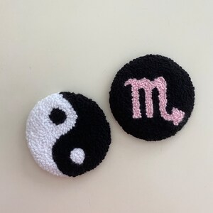Yin Yang & Zodiac Sign Car Coasters: Punch Needle Car Decor Set
