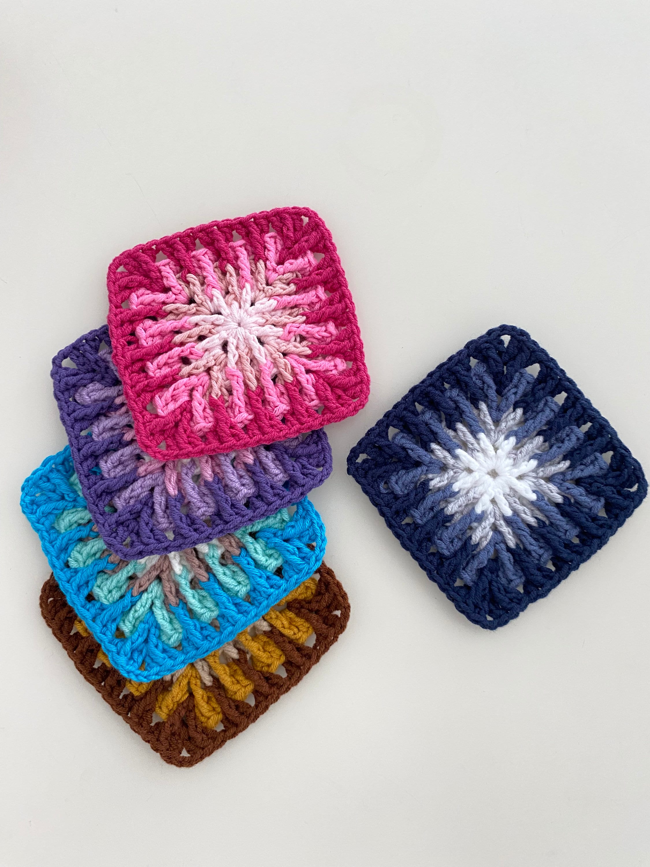 Handmade Crochet Coaster Set: Colorful Square Drink Rugs, Home Decor - Etsy