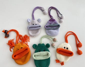 Crochet Animal Keychain Pouch: Handmade Amigurumi Coin Holder