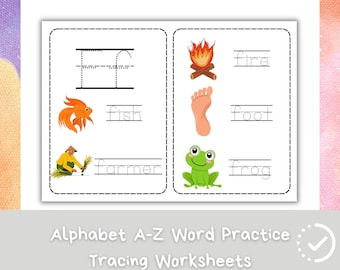 Alphabet Tracing Worksheets – A-Z Word Practice (Printable)