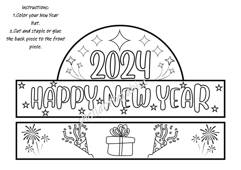 Printable New Year Hat 2024 Etsy