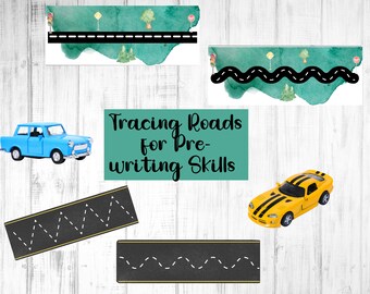 Pre-Writing Tracing Roads, Tracing Activity, Tracing for preschool, Preschool Printable Activity, Cars and Roads Prints