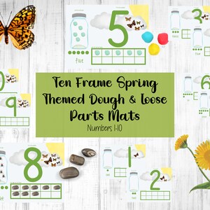 Spring Ten Frame Mats, Spring Dough Mats, Spring Loose Parts Play, Spring Homeschool Printable, Spring Preschool Printable Activity