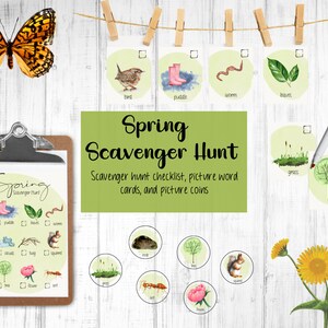 Spring Scavenger Hunt, Spring Preschool Acvtivities, Spring Homeschool Printable, Spring Preschool Printable Activity, Spring Nature Study