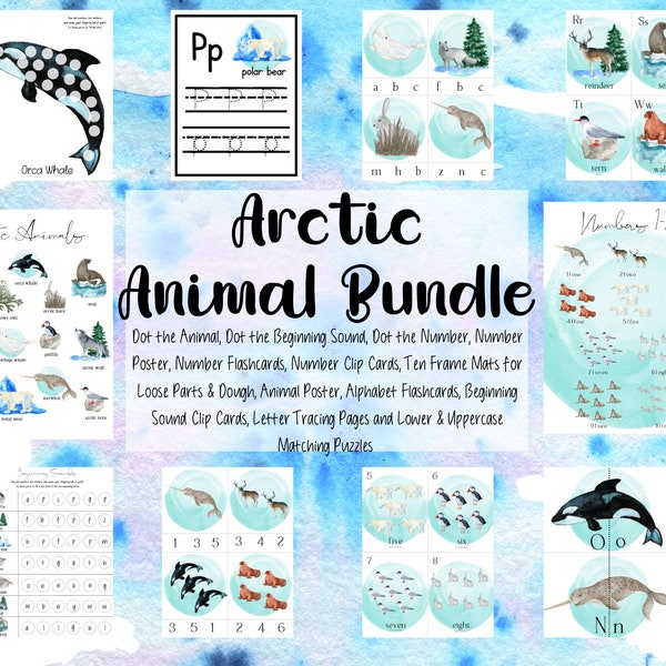 Arctic Homeschool Preschool Bundlle, Arctic Printable Activity, Montessori Inspired, Arctic Alphabet Printables, Arctic Counting Printables