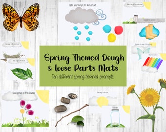 Spring Printable Mats, Play Dough Mats, Loose Parts Play, Spring Preschool Printables, Reggio Emilia Materials, Reggio Inspired