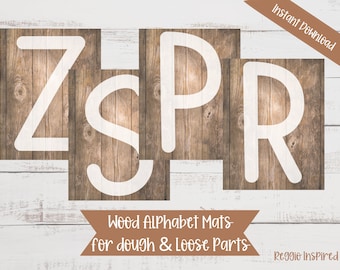 Loose Parts Alphabet Mats, Alphabet Dough Mats, Loose Parts Play, Homeschool Printable, Preschool Printable, Alphabet Mats, Reggio Inspired