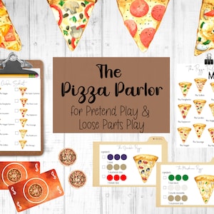 De pizzeria, losse onderdelen spelen, losse onderdelen receptkaarten, Pretned Play Shop, Pretend Play Printables, Dramtic Play Center