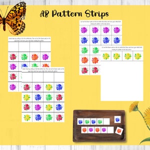 May include: A printable worksheet with colorful flower patterns for kids to cut out and use to create their own patterns. The worksheet includes instructions for cutting out the flower shapes and arranging them in a pattern.