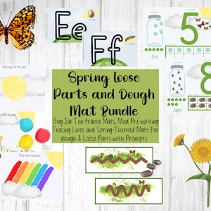 Spring Printable Play Mat Bundle, Spring Dough Mats, Spring Loose Parts Play, Spring Alphabet Mats, Spring Homeschool Printable