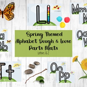 Spring Alphabet Mats, Spring Dough Mats, Spring Loose Parts Play, Spring Homeschool Printable, Spring Preschool Printable Activity