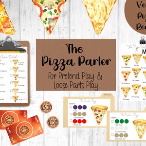 The Pizza Parlor (Vegan), Loose Parts Play, Loose Parts Recipe Cards, Pretned Play Shop, Pretend Play Printables, Dramtic Play Center