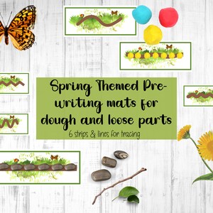 Spring Pre-writing Mats, Spring Dough Mats, Spring Loose Parts Play, Spring Homeschool Printable, Spring Preschool Printable Activity