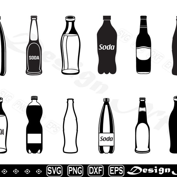Soda bottle svg, bottle Clipart, Cut Files for Silhouette, Pit crew Vector, png, dxf,  eps, Design