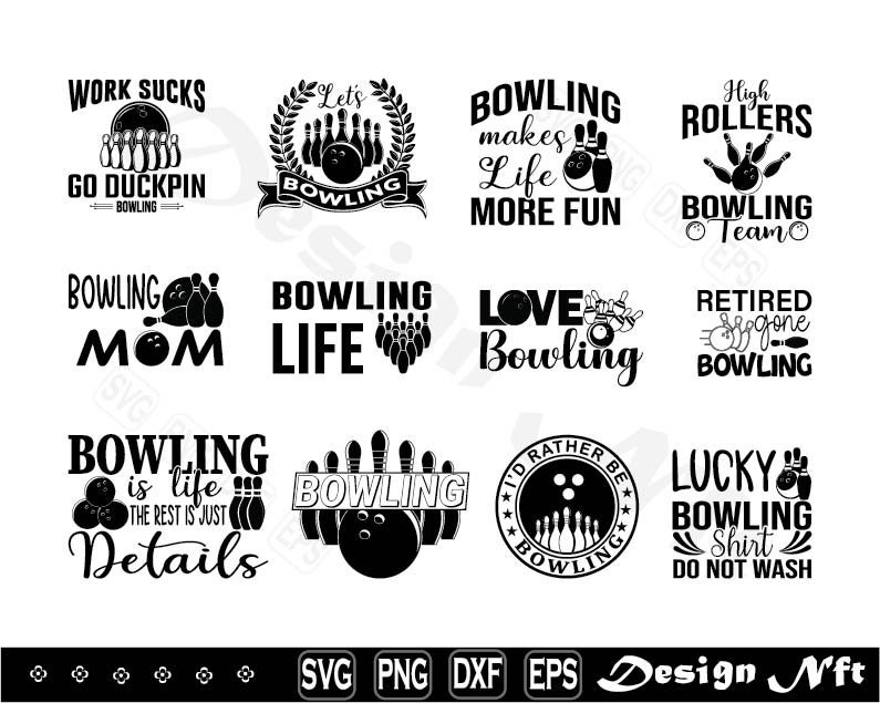 Bowling Svg, Clipart, Cut Files for Silhouette, for Cricut, Vector, Dxf ...