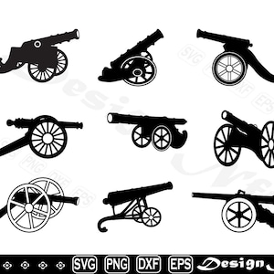 Cannon svg, Cut file for silhouette, eps, dxf, png, clipart, Design