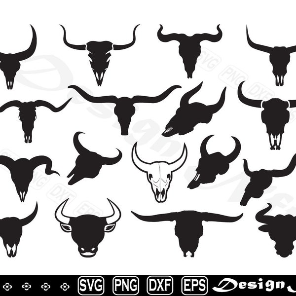 Bull Skull svg, Bull Skull Clipart, Cut Files for Silhouette, Vector, dxf, eps, png, Design