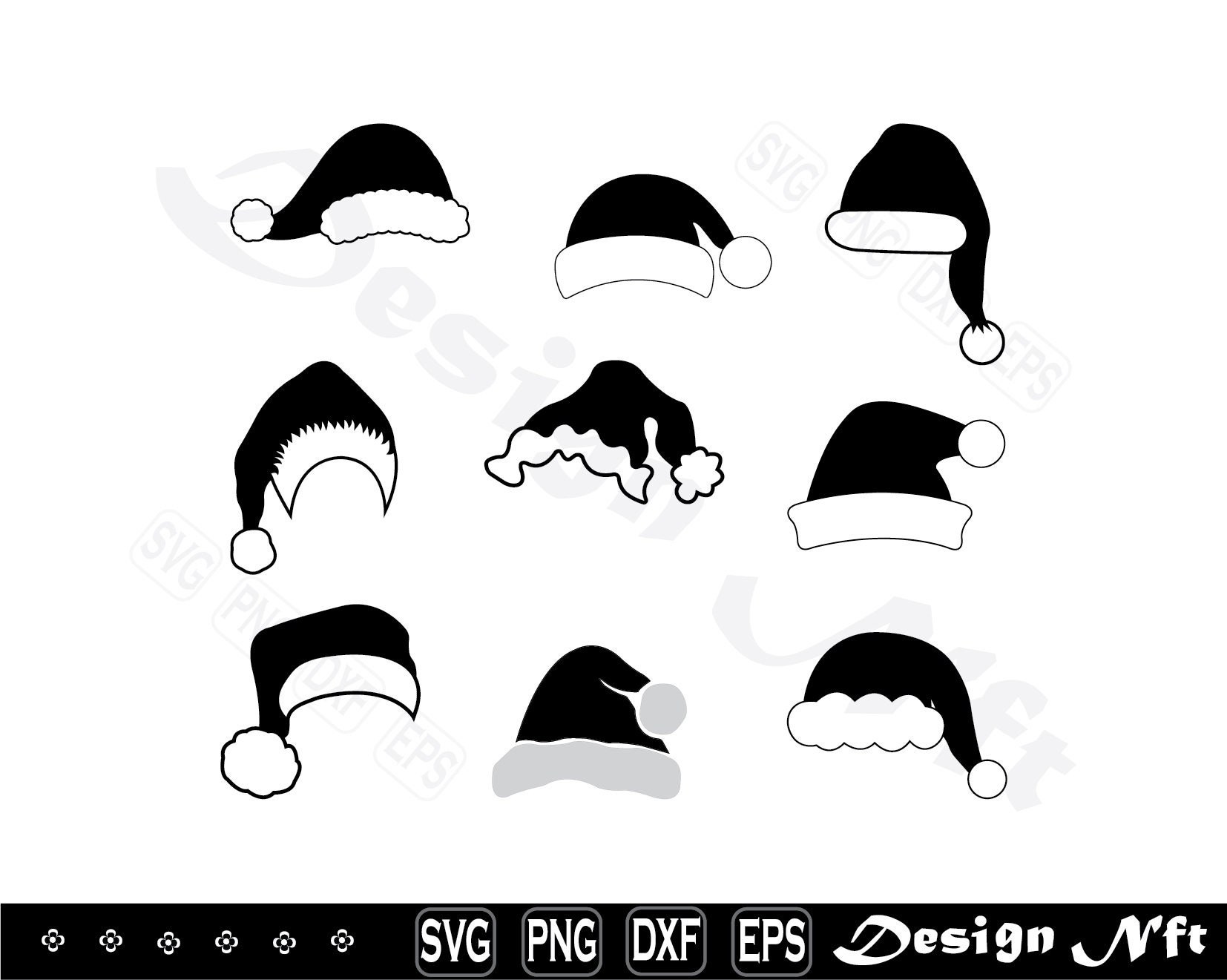 Santa Hat Svg,santa Hat Clipart, Santa Hat Cut Files for Silhouette