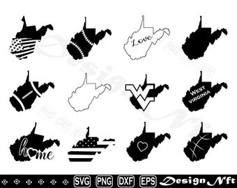 West virginia state svg, West virginia svg, Clipart,  Cut Files for Silhouette, Files for Cricut, Vector, dxf, png, eps, Design