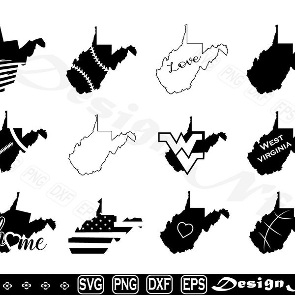 West virginia state svg, West virginia svg, Clipart,  Cut Files for Silhouette, Files for Cricut, Vector, dxf, png, eps, Design