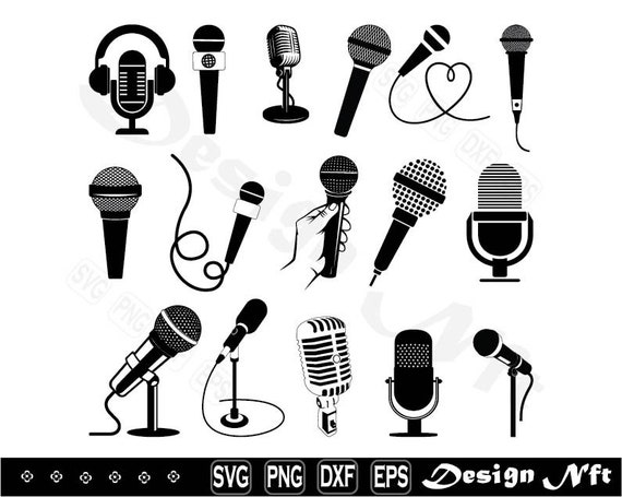 Microphone Svg Clipart Cut Files for Silhouette Vector - Etsy UK