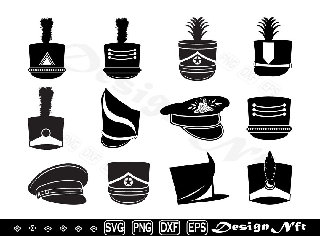 Marching Band Hat Svg, Clipart, Cut Files for Silhouette, Vector, Dxf