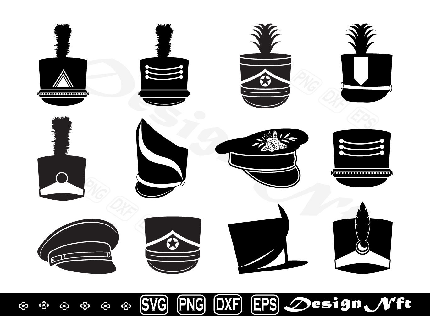 Marching Band Hat Svg, Clipart, Cut Files for Silhouette, Vector, Dxf