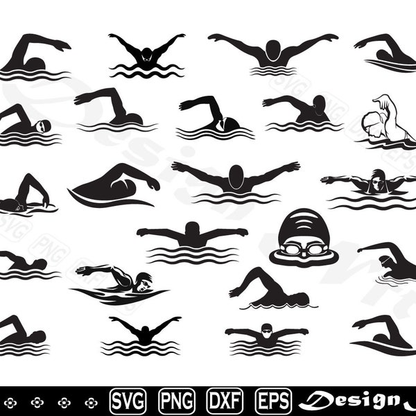 Swimming svg, Swimmer svg Clipart, Cut Files for Silhouette, Vector, dxf, eps, png, Design