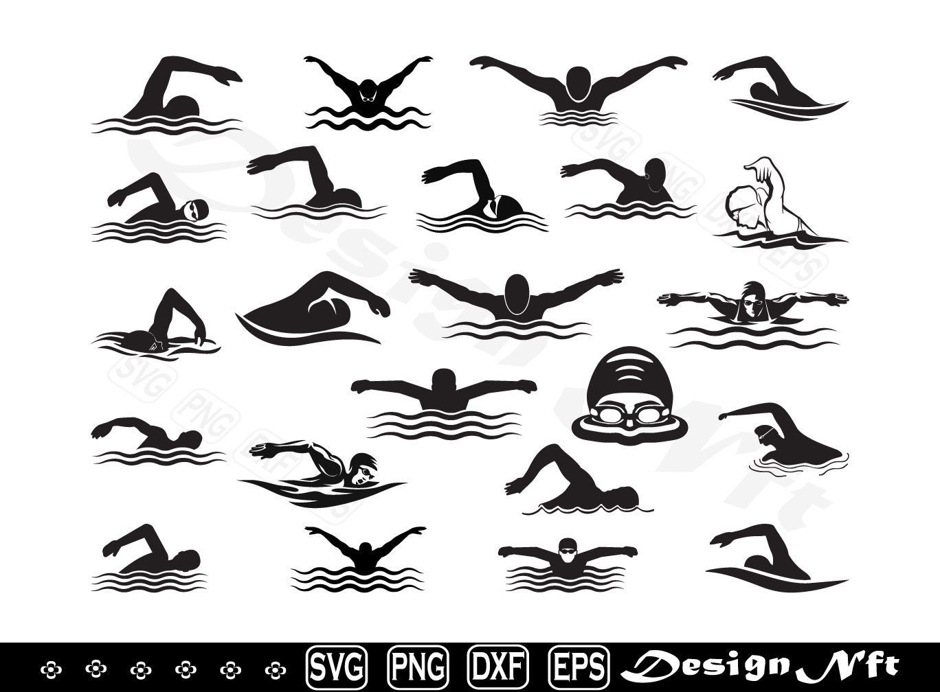 Swimming Svg Swimmer Svg Clipart Cut Files for Silhouette Etsy Australia