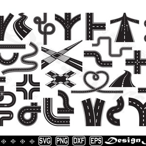 Weg SVG, gebogen weg SVG, snelweg SVG, clipart, gesneden bestanden voor silhouet, vector, DXF, EPS, PNG, ontwerp