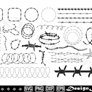 Barbed Wire Svg, Fence Wire Svg, Fencing Svg, Clipart, Cut Files for Silhouette, Vector, dxf, eps, png, Design