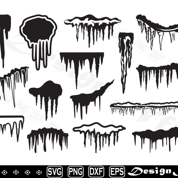 Icicle Graphic svg, Icicle Graphic Set svg, Clipart, Cut Files for Silhouette, Vector, png, dxf,  eps, Design