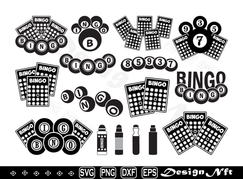 Bingo Svg, Clipart, Cut Files for Silhouette, Vector, Dxf, Eps, Png ...