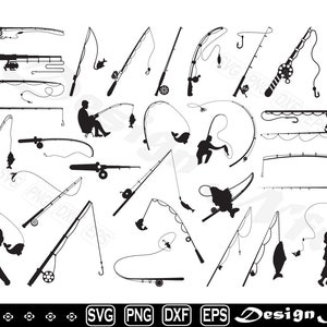 Fishing Rod svg, Fishing svg, Rod svg, Cut file for silhouette, eps, dxf, png, clipart, Design