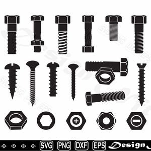 Screw and Bolt svg, Bolt svg, Screw svg, Clipart, Cut Files for Silhouette, Vector, dxf, eps, png, Design