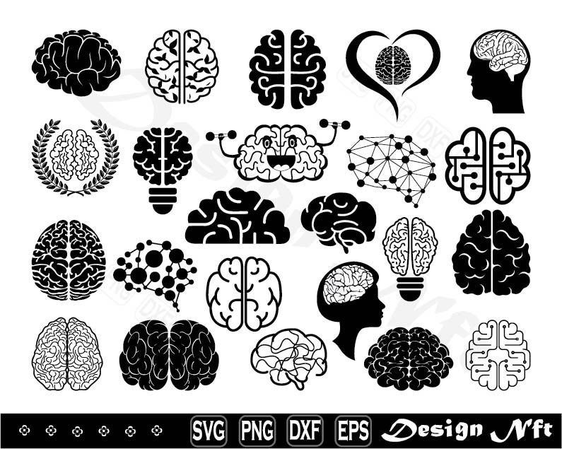 Brain SVG Clipart, Intelligence Mind Cut Files (digital Download ...