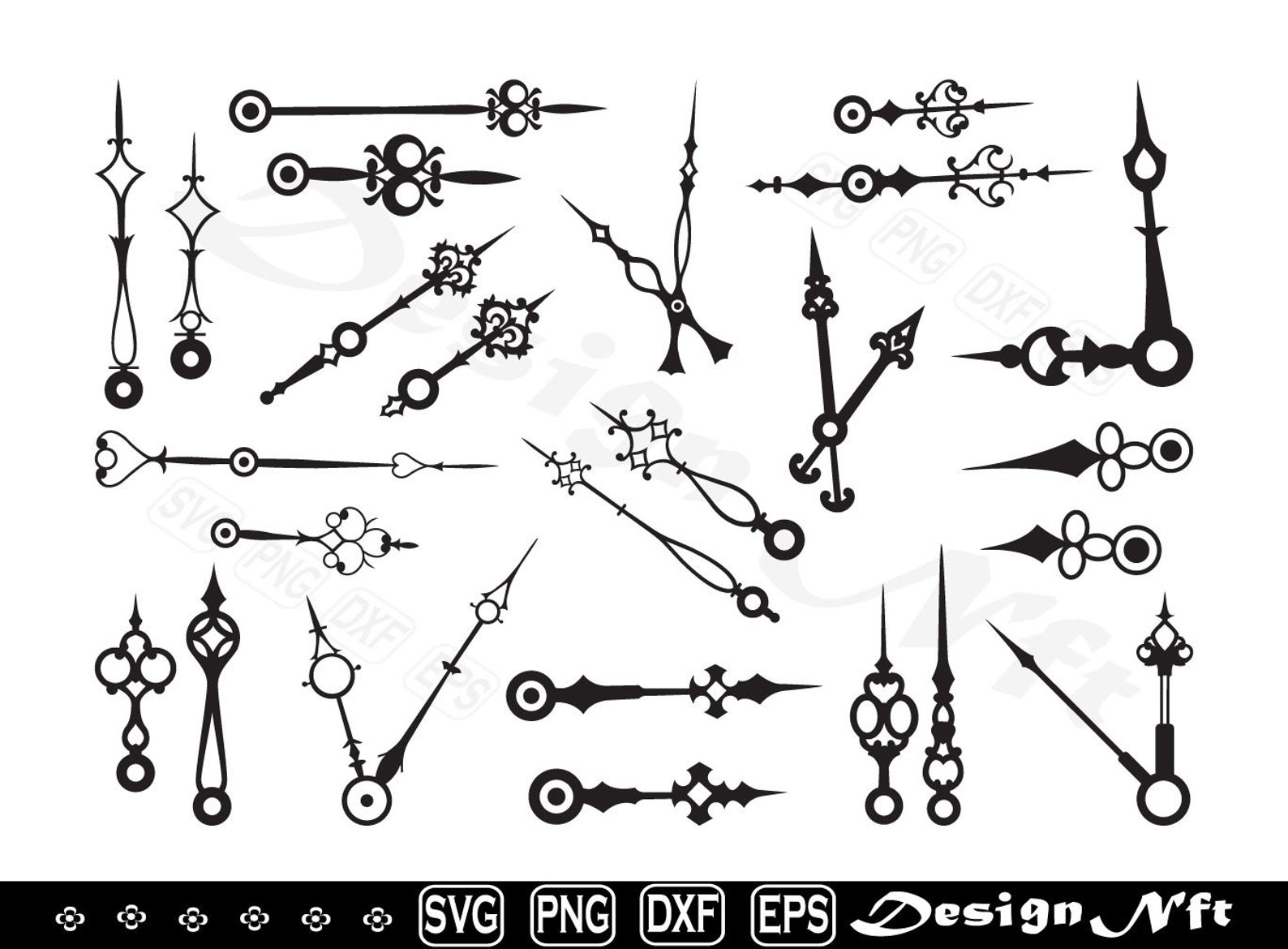 Clock Hands Svg, Clipart, Cut Files for Silhouette, Files for Cricut