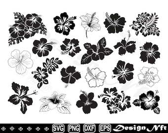 Hibiscus svg, Clipart, Cut Files for Silhouette, Vector, dxf, eps, png, Design