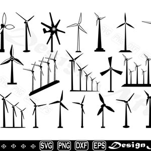 Wind Turbine svg, Turbine svg, Clipart, Cut Files for Silhouette, Vector, dxf, eps, png, Design